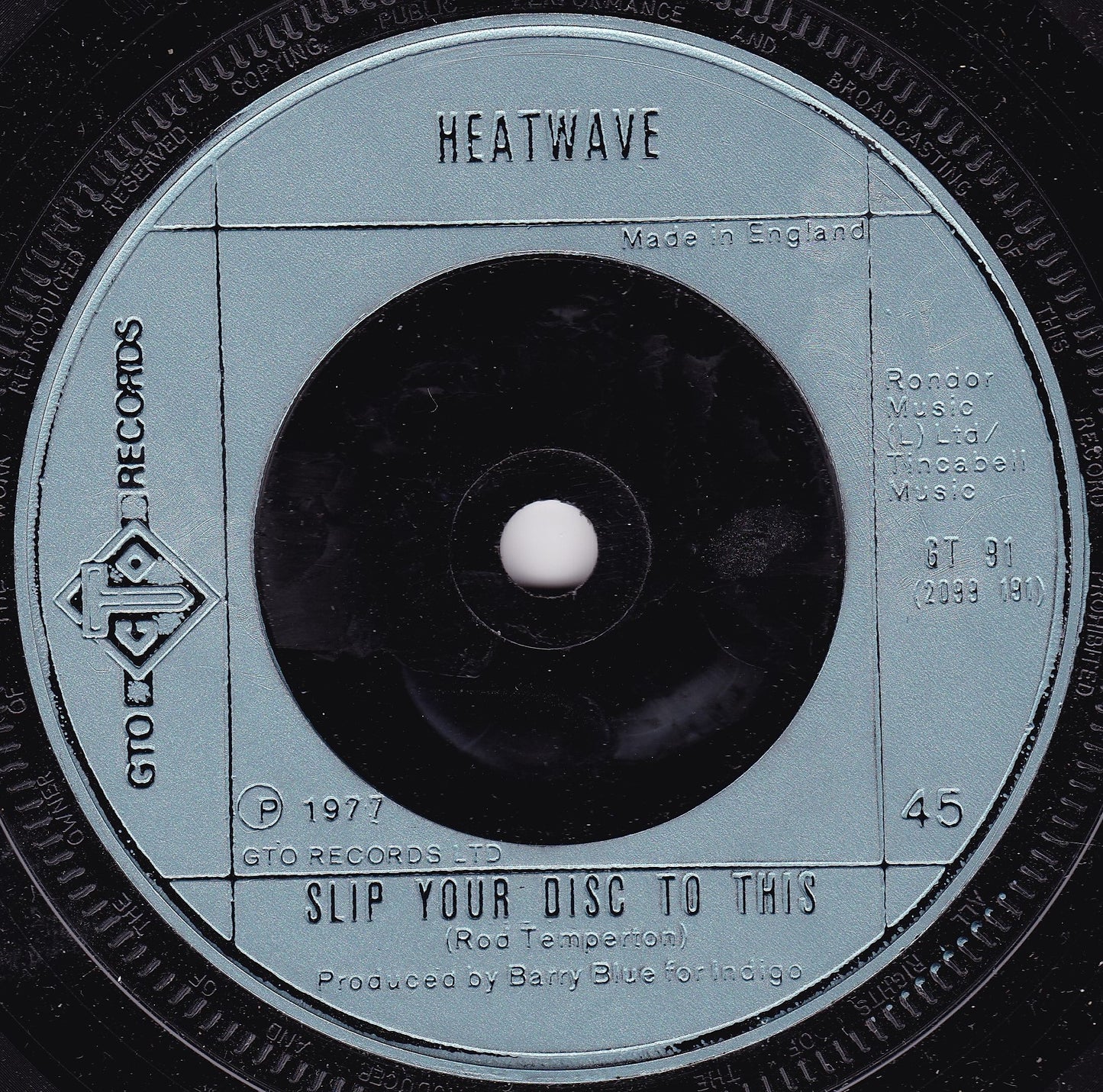 Heatwave - Too Hot To Handle (GTO, 1977) 7" vinyl single VG/-