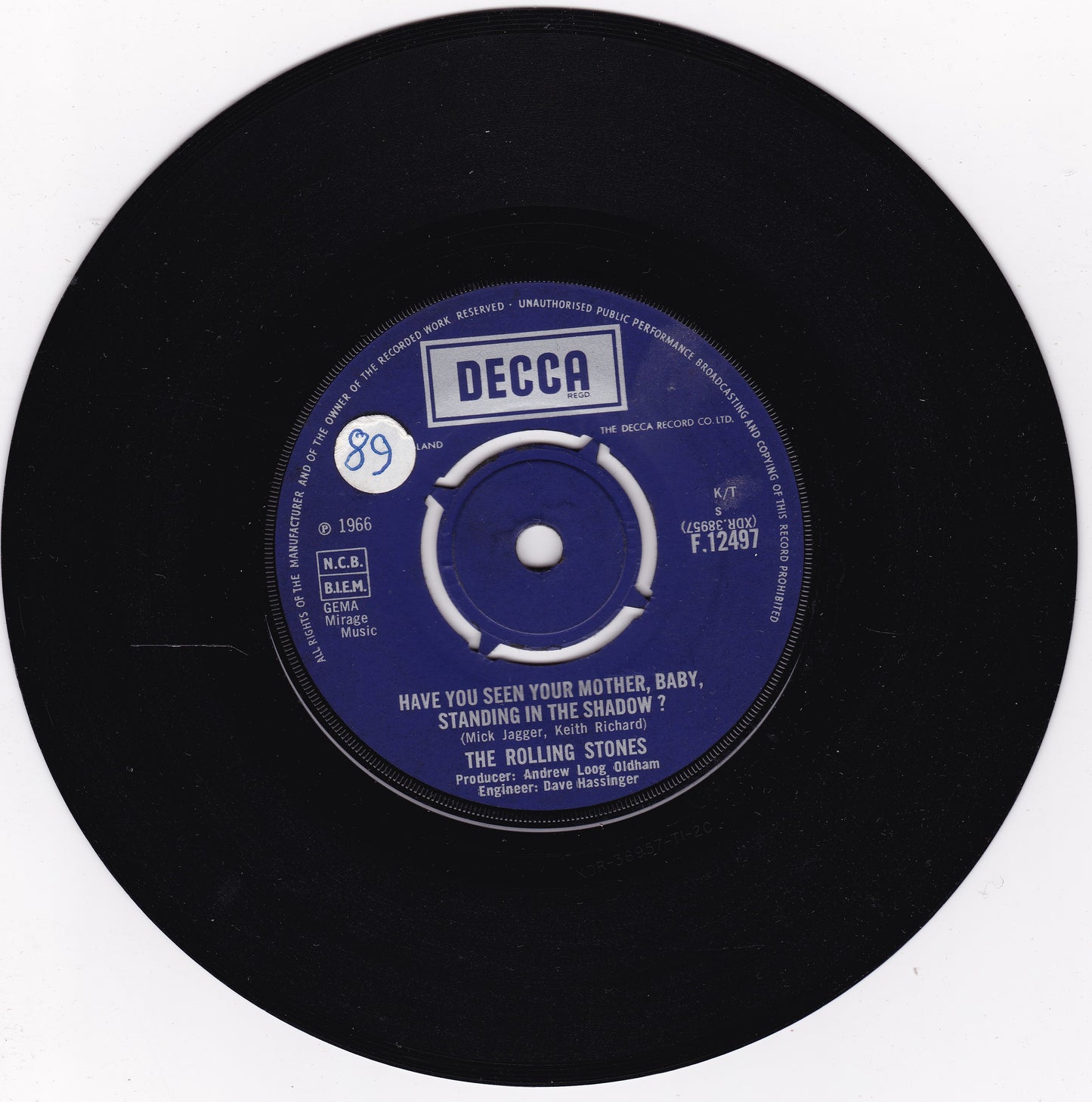 The Rolling Stones ‎– Have You Seen Your Mother, Baby, Standing In The Shadow? 7" VG