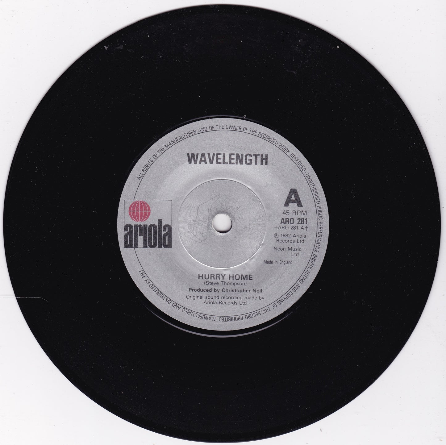 Wavelength - Hurry Home (Ariola, 1982) 7" vinyl P/S single VG/VG