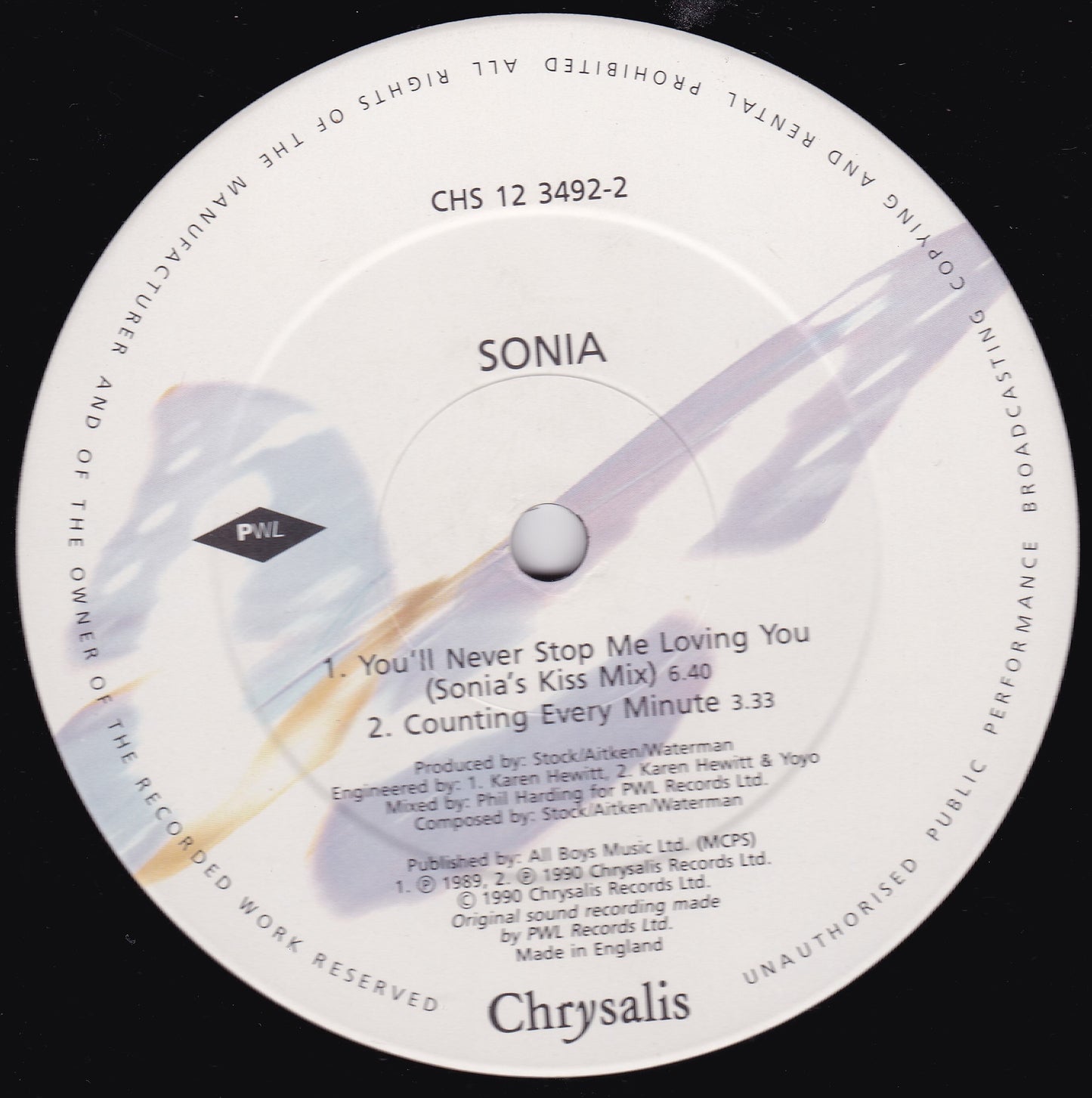 Sonia - Counting Every Minute (Chrysalis 1990) 12" vinyl single VG/VG