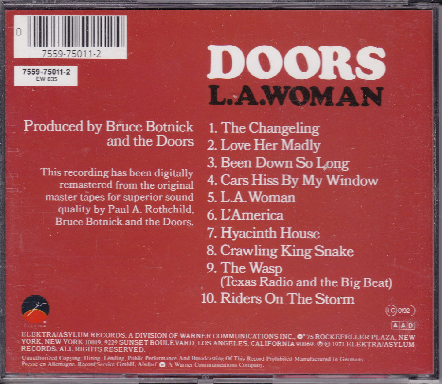 Doors ‎– L.A. Woman (1991) CD album remastered