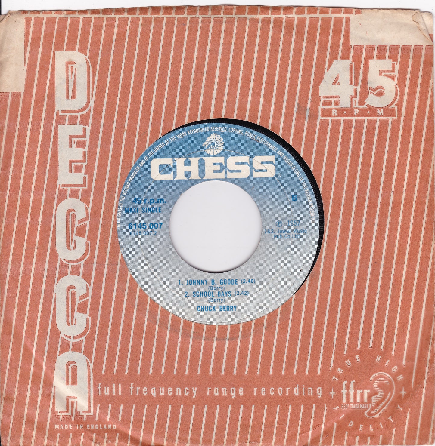 Chuck Berry – Rock And Roll Music (Chess 1972) 7" vinyl single G/- jukebox