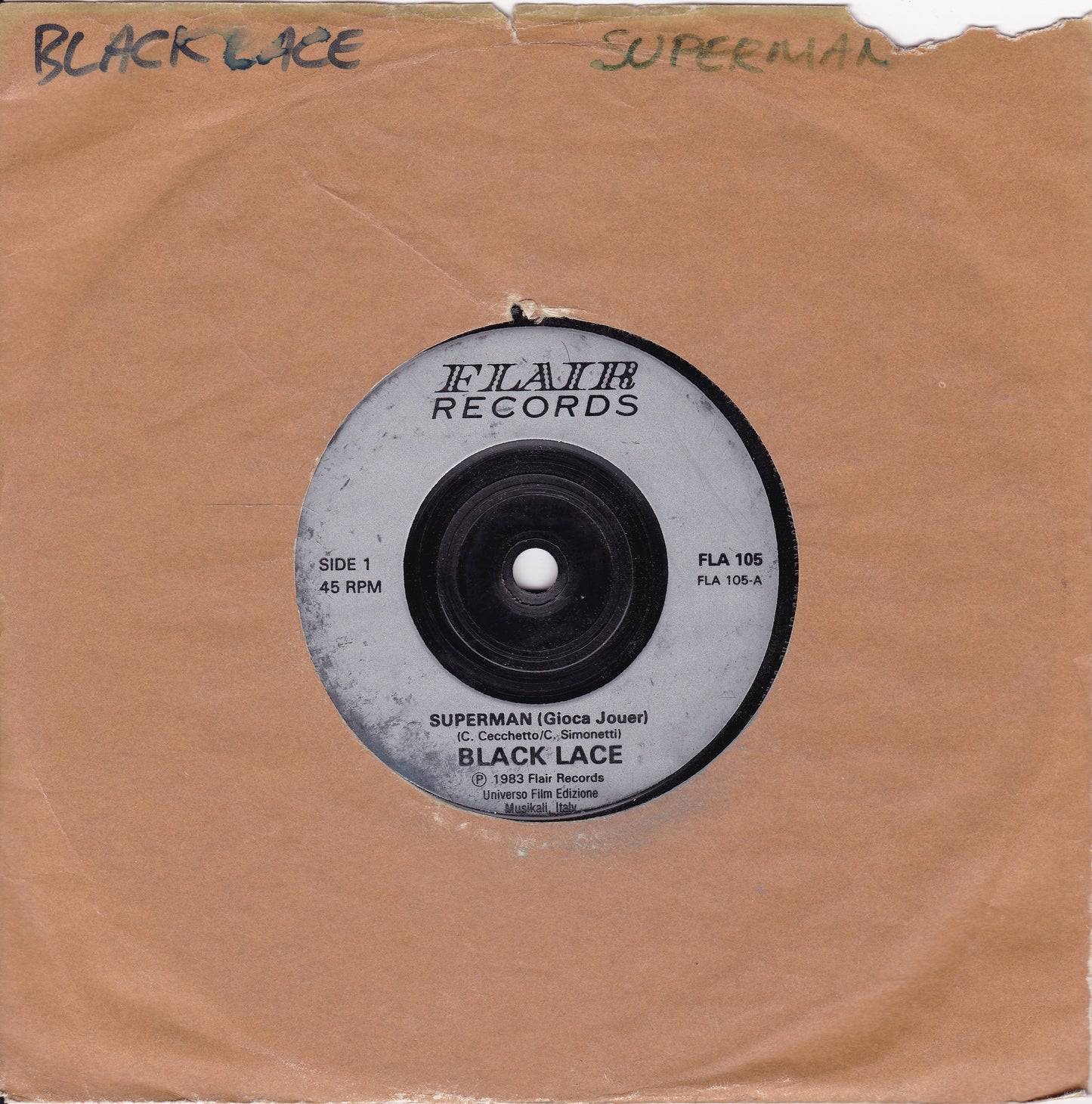 Black Lace – Superman (Flair 1983) 7" vinyl single G+/-