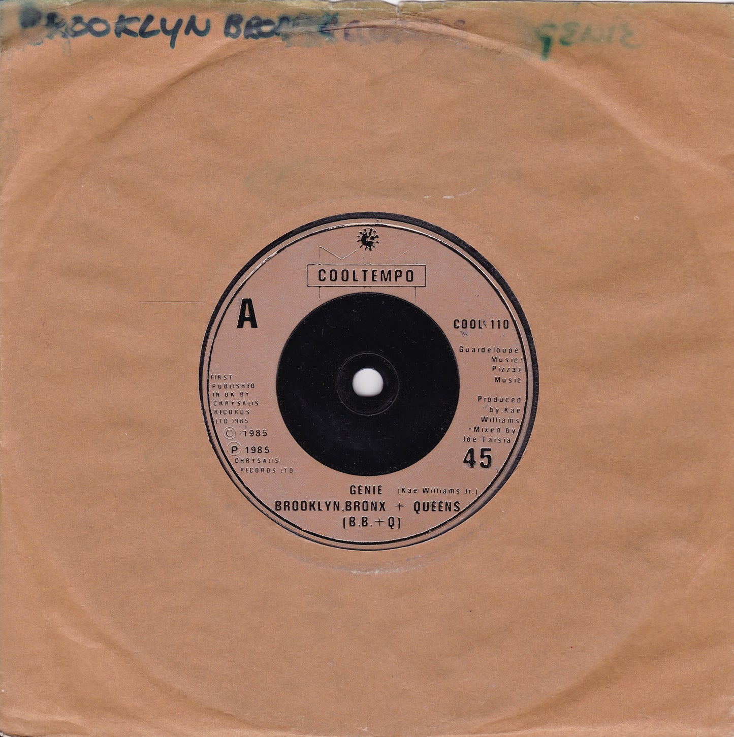 Brooklyn Bronx & Queens - Genie (Cooltempo 1985) 7" vinyl single G+/-