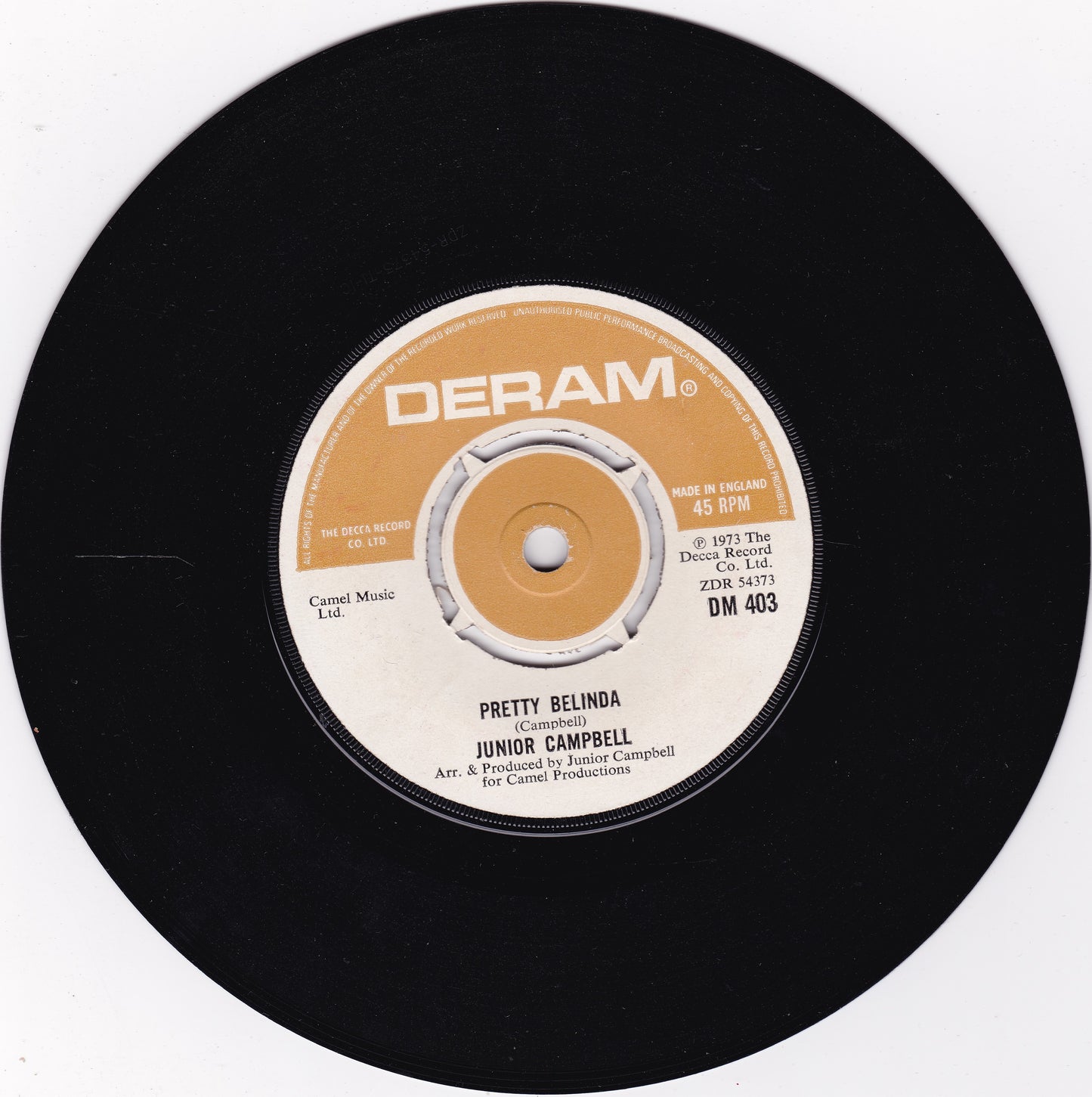 Junior Campbell – (Reach Out An) Help Your Fellow Man (Deram 1973) 7" vinyl single G+/-