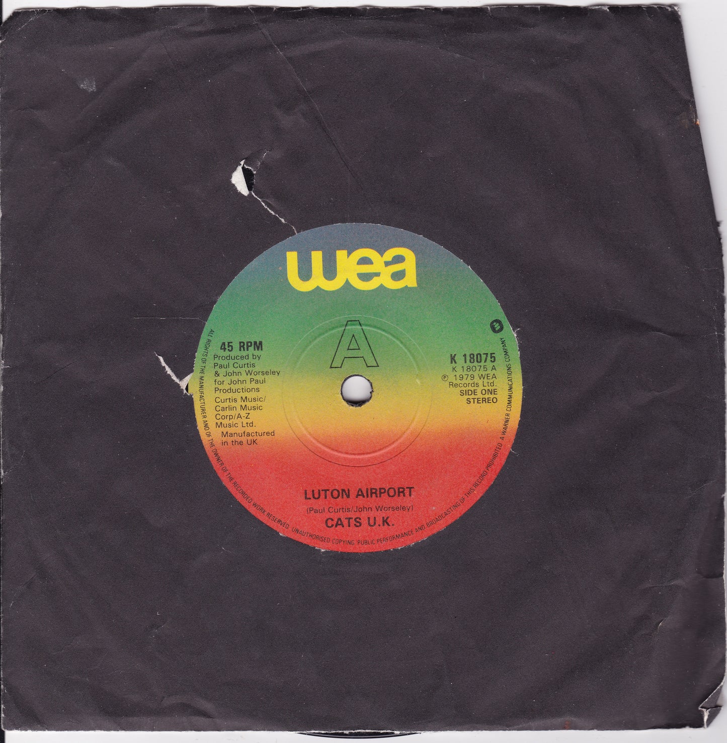 Cats U.K.- Luton Airport (WEA 1979) 7" vinyl single G+/-