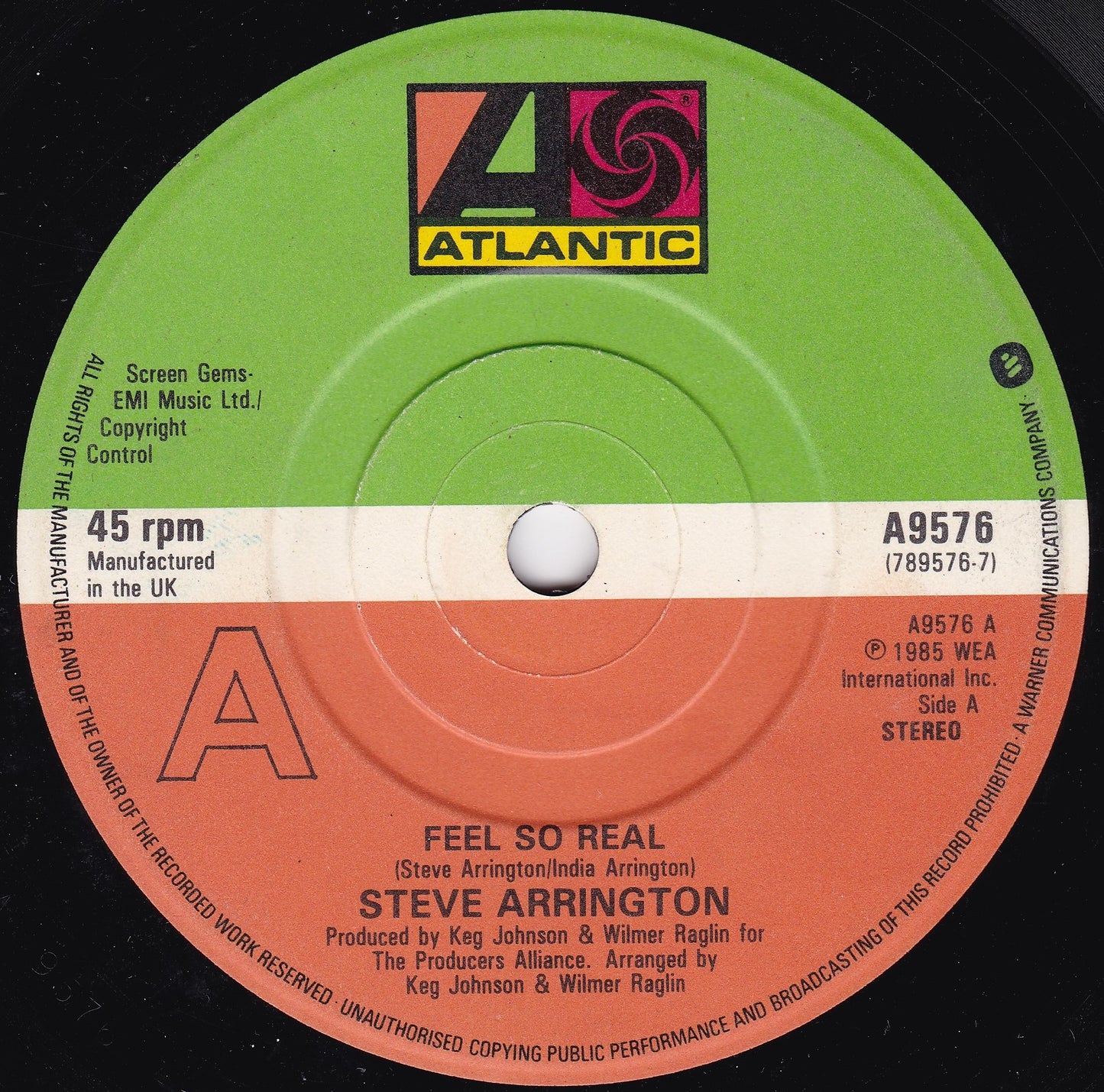 Steve Arrington – Feel So Real (Atlantic 1985) 7" vinyl P/S single G+/VG