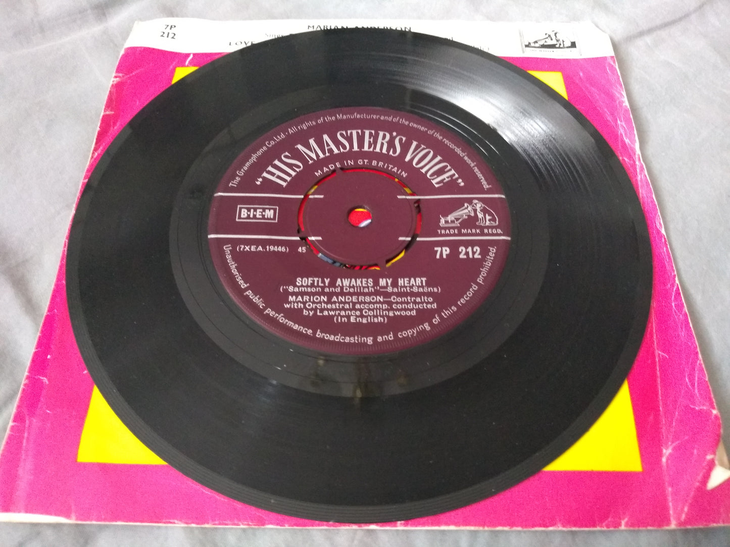 Marion Anderson - Softly Awakes My Heart (HMV 1959) 7" vinyl single VG/VG