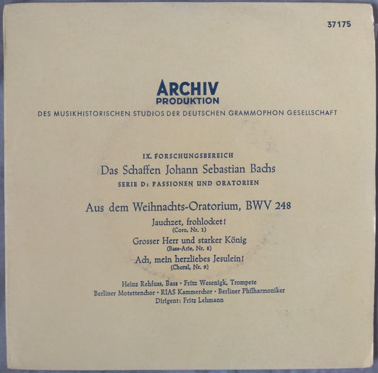 Bach ‎– Aus Dem Weihnachts-Oratorium, BWV 248 (Archiv) 7" vinyl EP VG/VG German