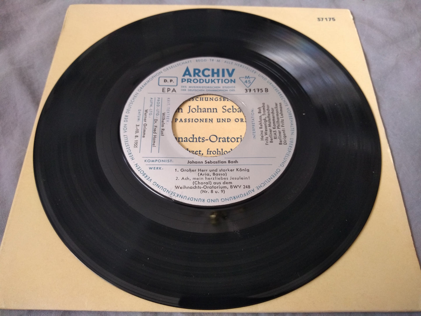 Bach ‎– Aus Dem Weihnachts-Oratorium, BWV 248 (Archiv) 7" vinyl EP VG/VG German