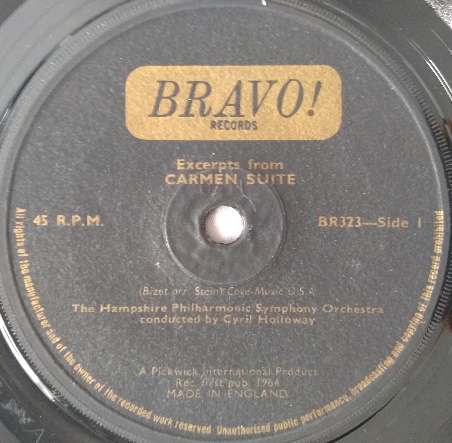 Cyril Holloway - Carmen Suite / Ravel's Bolero (Bravo 1964)  7" vinyl EP VG/-