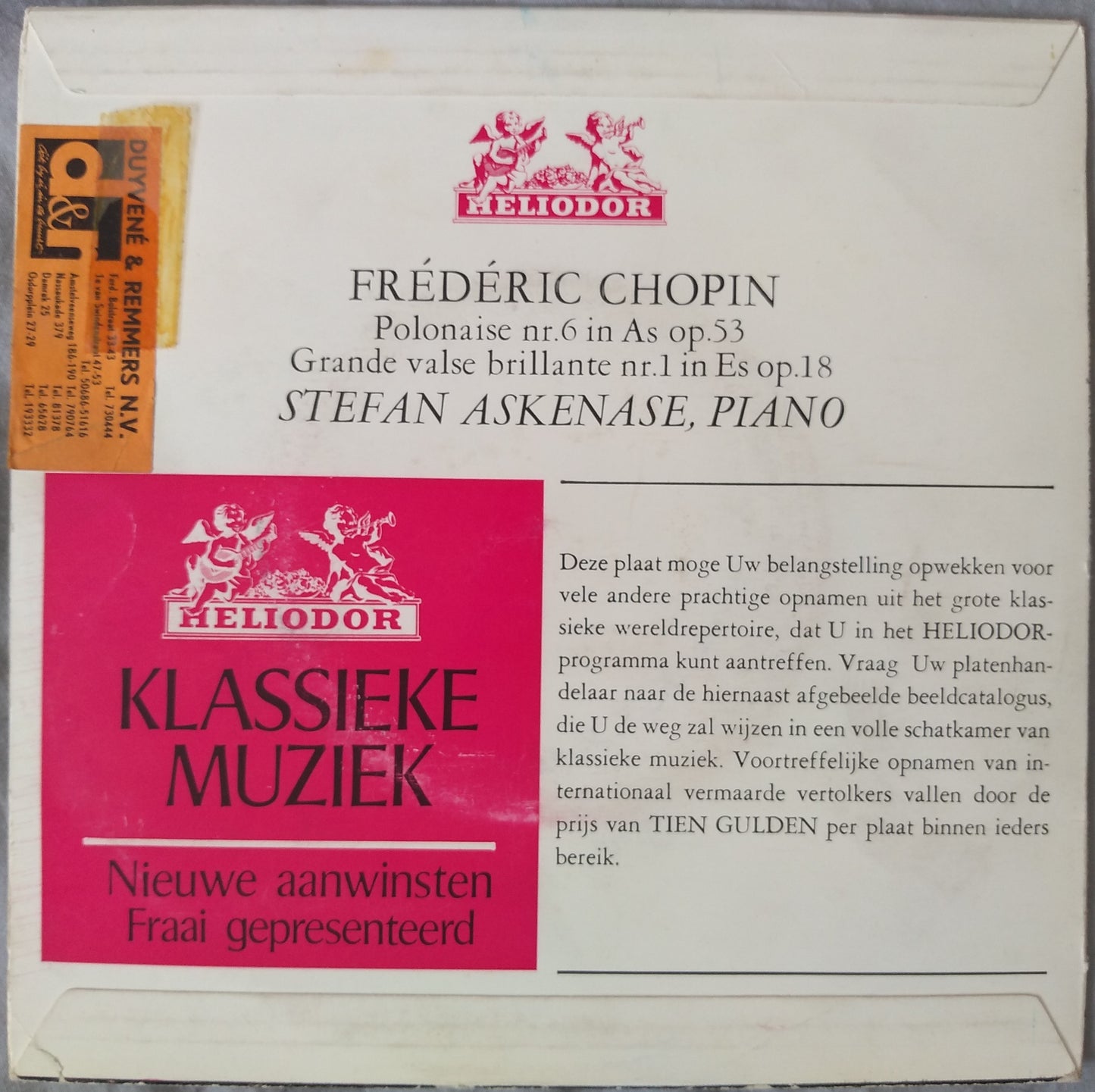 Chopin, Askenase – Polonaise Nr. 6 In As Op. 53 (Heliodor) 7" vinyl single VG/VG