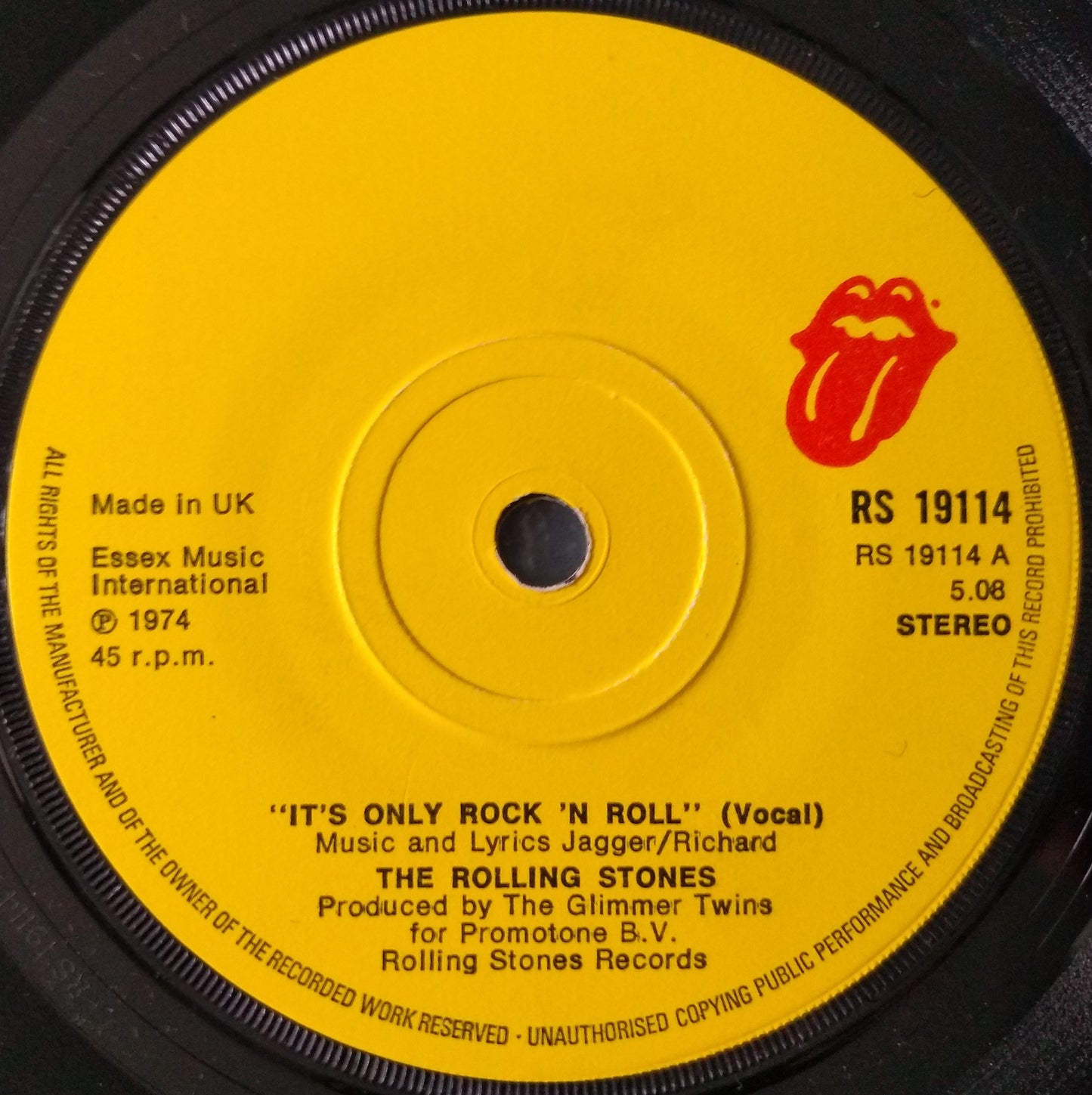 Rolling Stones - It's Only Rock 'N Roll (1974) 7" vinyl single VG/-