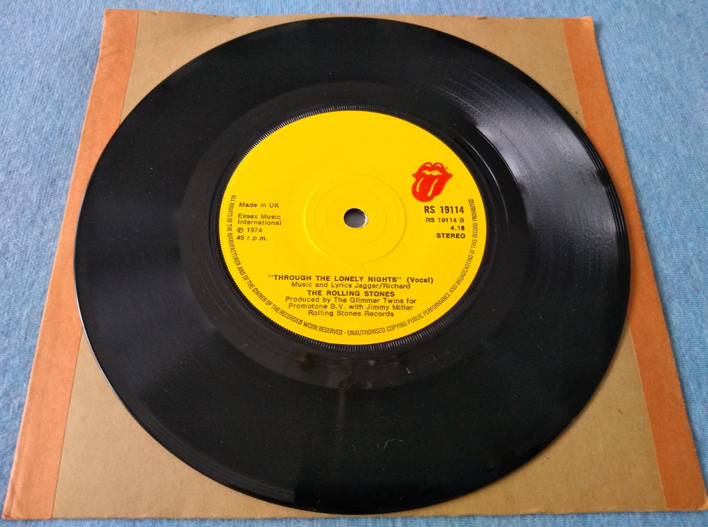 Rolling Stones - It's Only Rock 'N Roll (1974) 7" vinyl single VG/-