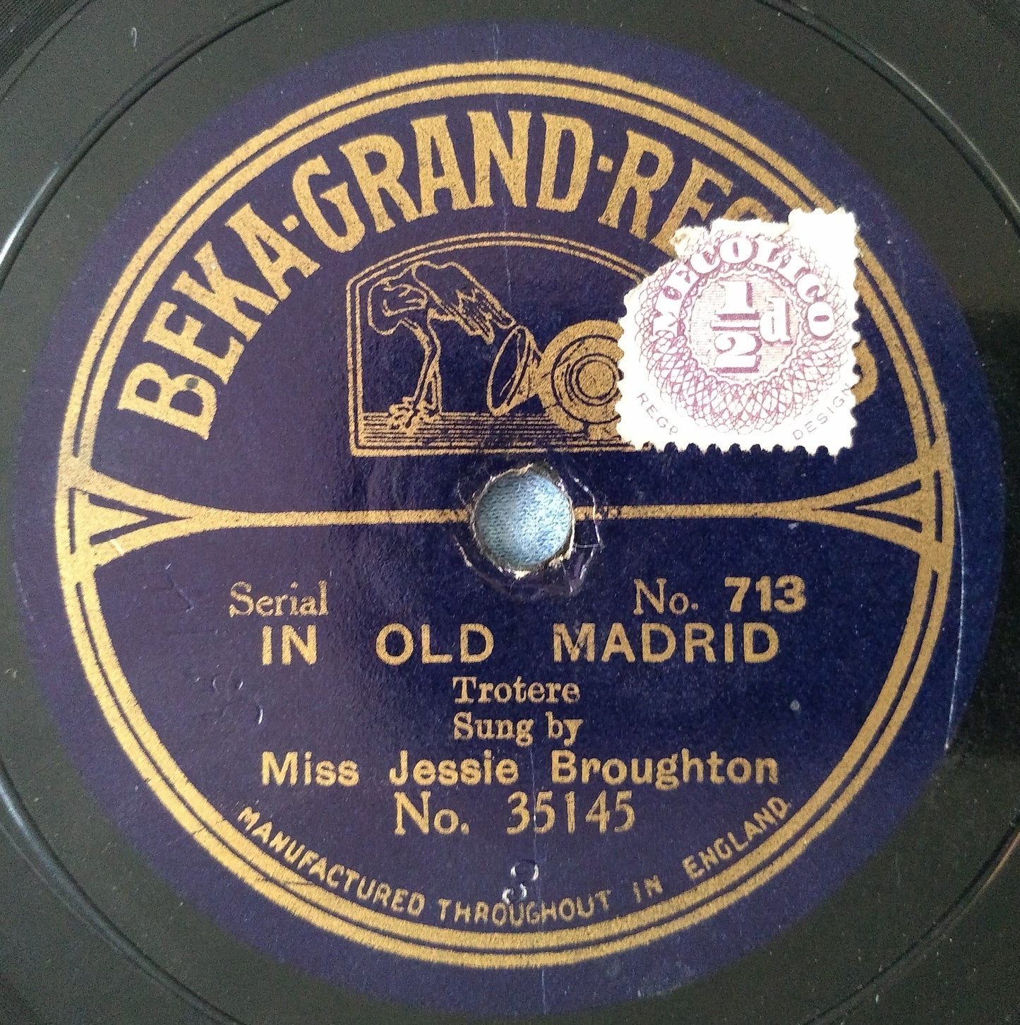 Jessie Broughton - In Old Madrid (Beka-Grand) 10" shellac VG/-