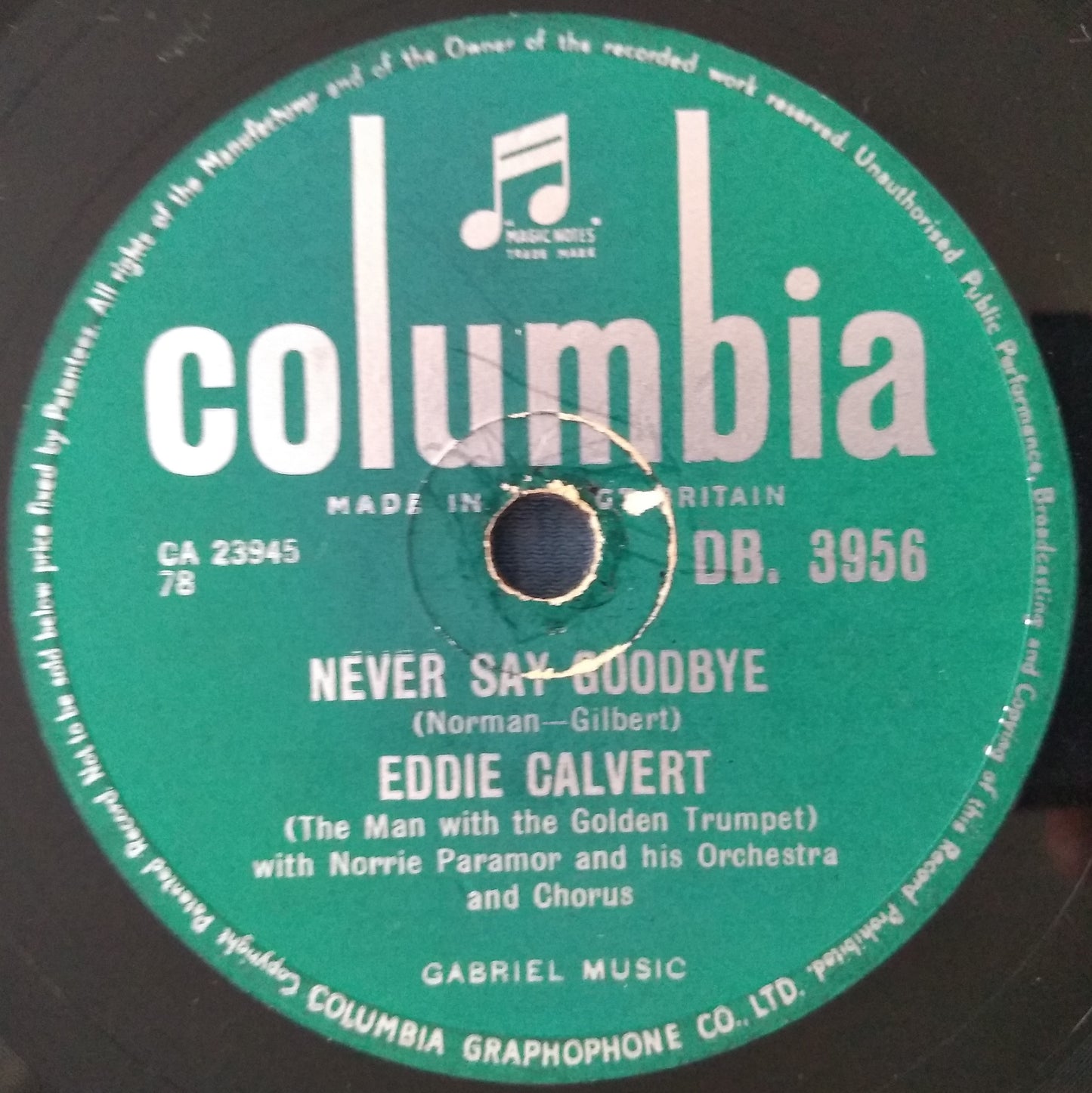 Eddie Calvert - Mandy (The Pansy) (Columbia 1957) 10" shellac 78 VG/-