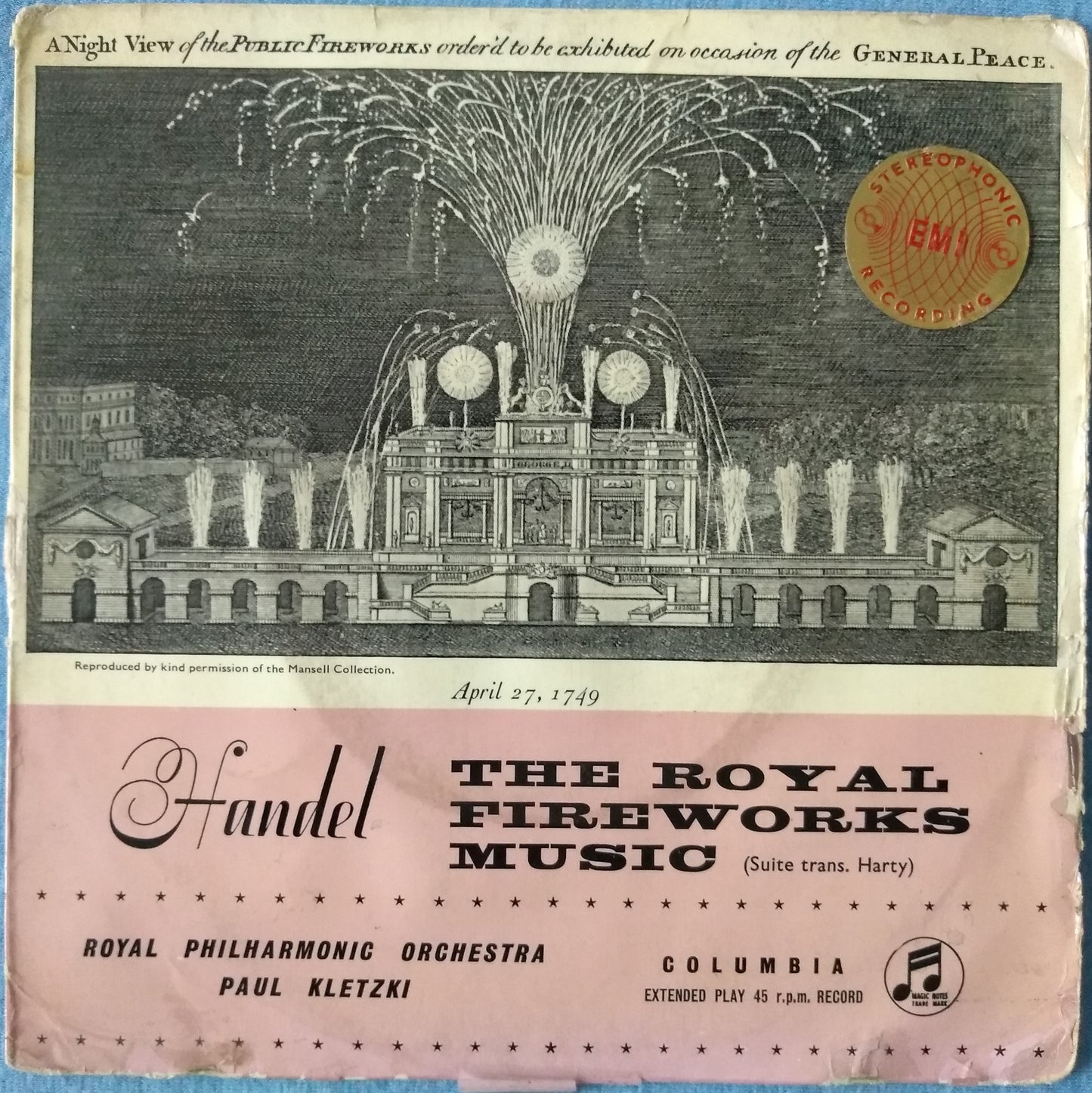 Handel - The Royal Fireworks (Columbia 1958) 7" vinyl EP VG/G