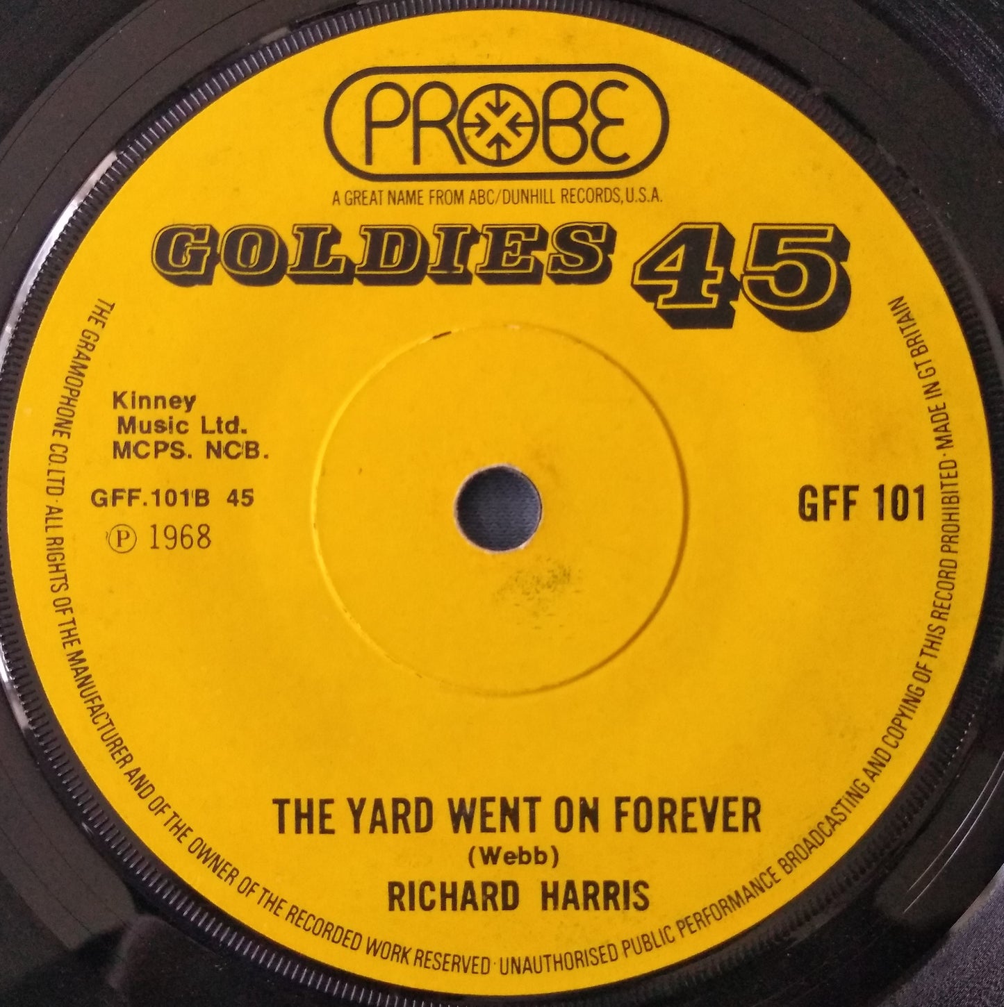 Richard Harris - Macarthur Park (Probe 1972) 7" vinyl single VG/- RE mono