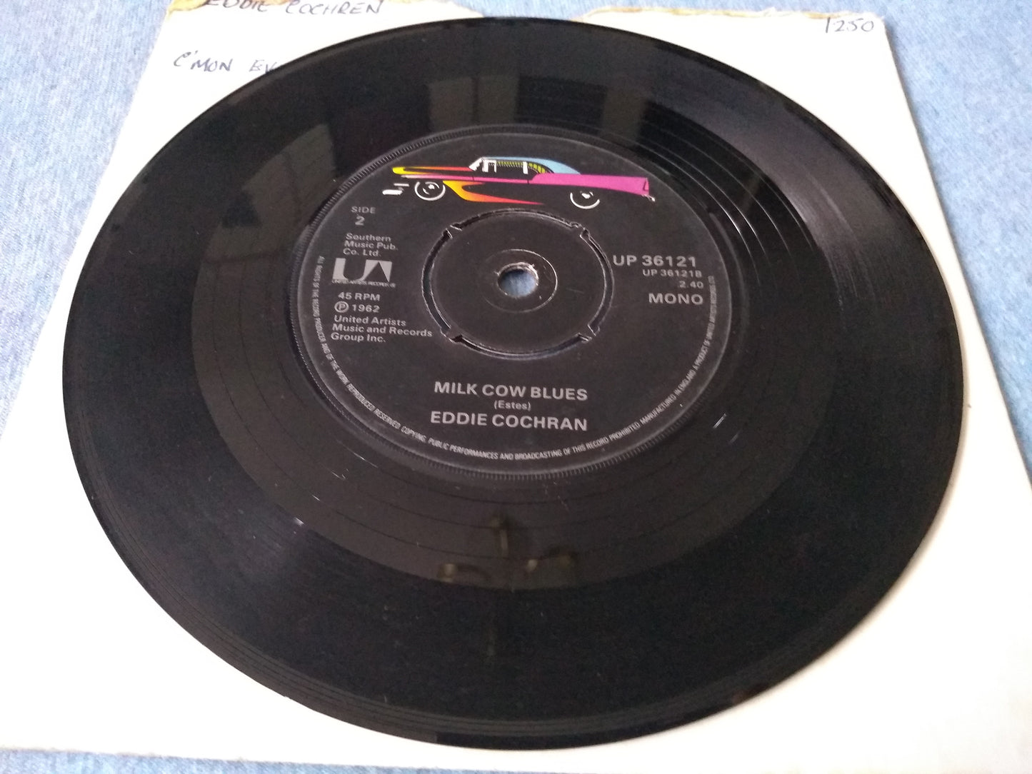 Eddie Cochran – C'mon Everybody (UA 1976) 7" vinyl single VG/- RE