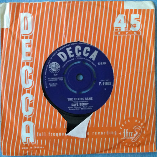 Dave Berry - The Crying Game (Decca 1964) 7" vinyl single VG/G