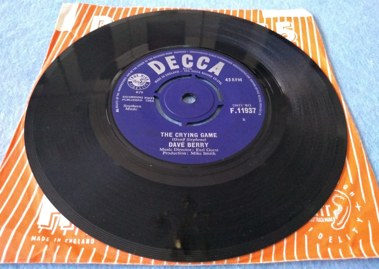 Dave Berry - The Crying Game (Decca 1964) 7" vinyl single VG/G