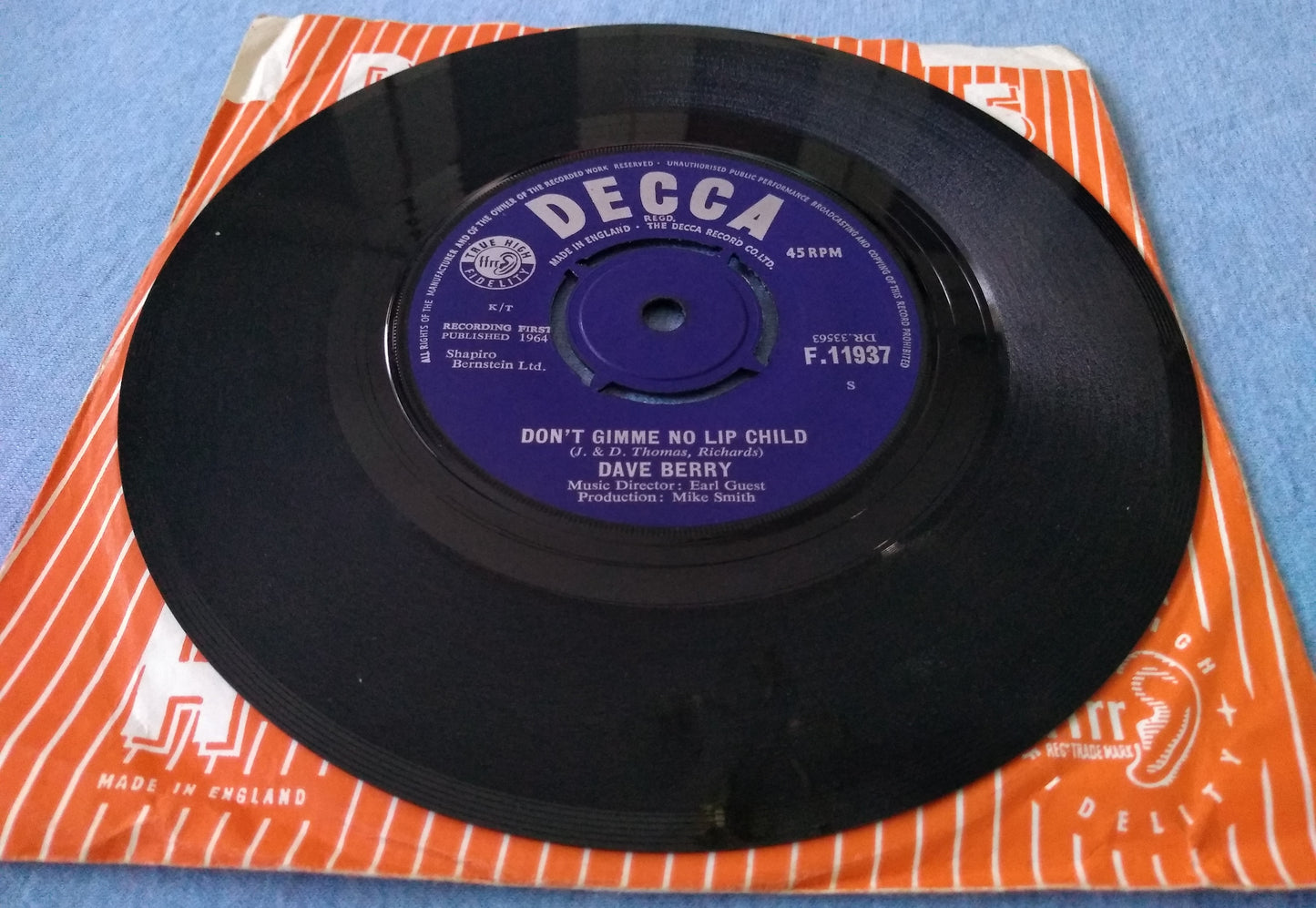 Dave Berry - The Crying Game (Decca 1964) 7" vinyl single VG/G