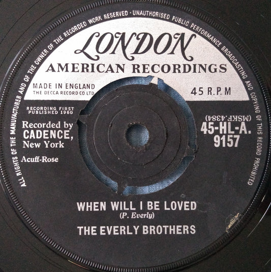 The Everly Brothers - When Will I Be Loved (London 1960) 7” vinyl single VG/-