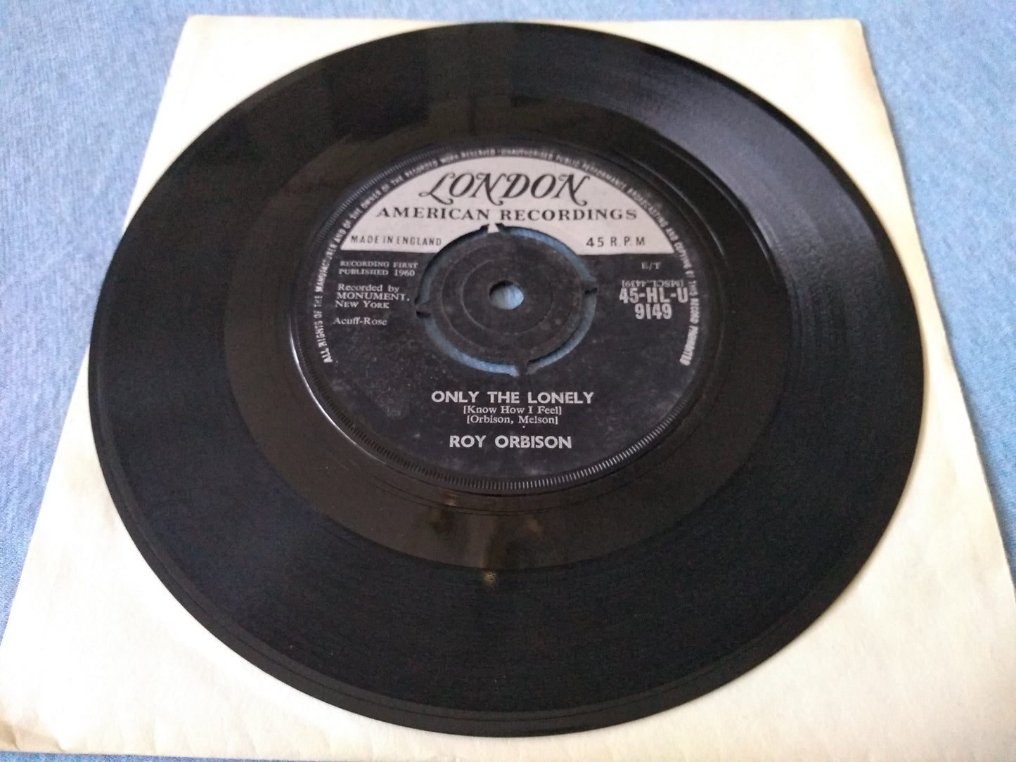 Roy Orbison ‎– Only The Lonely (London 1960) 7" vinyl single VG/-