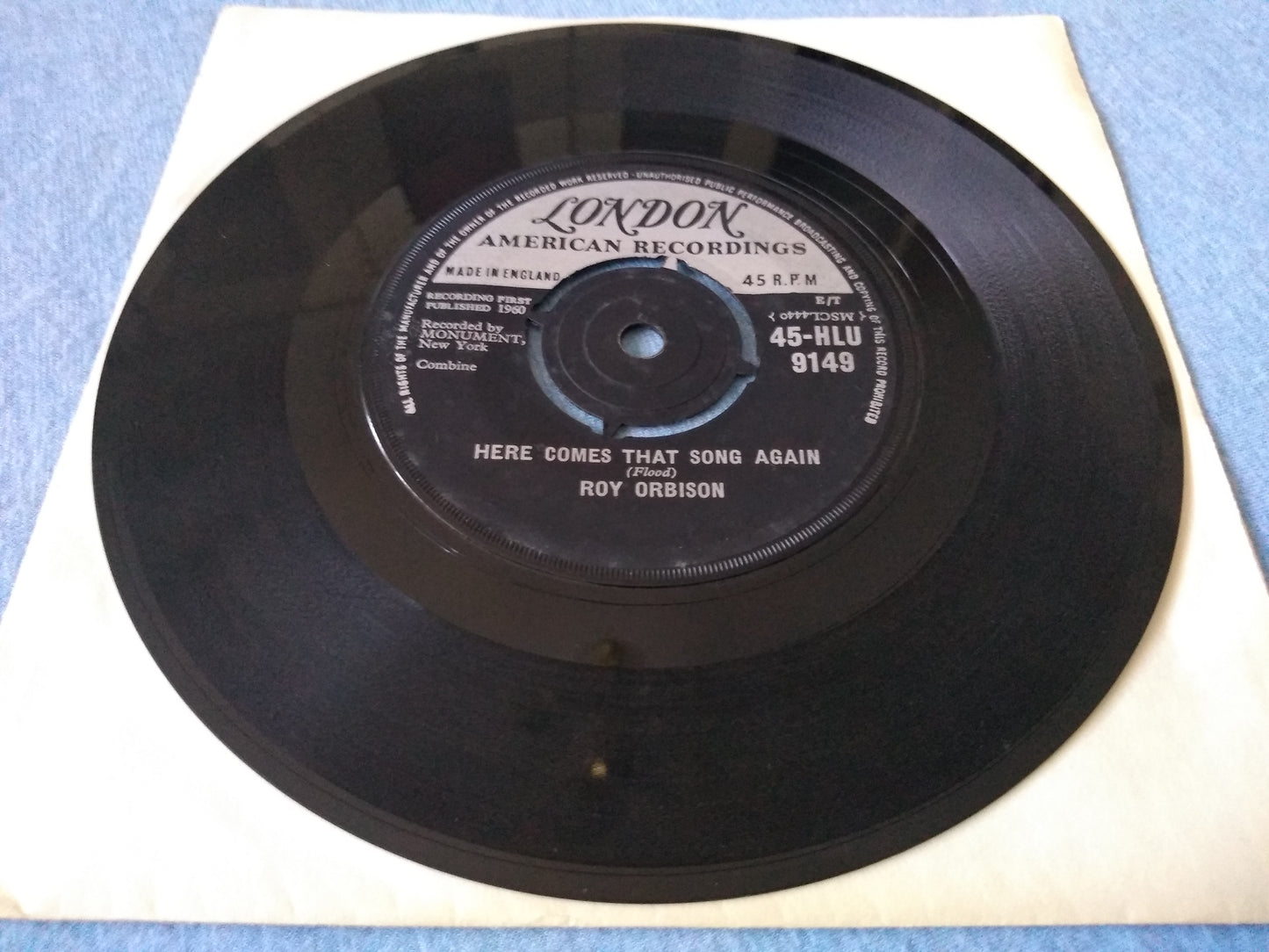 Roy Orbison ‎– Only The Lonely (London 1960) 7" vinyl single VG/-