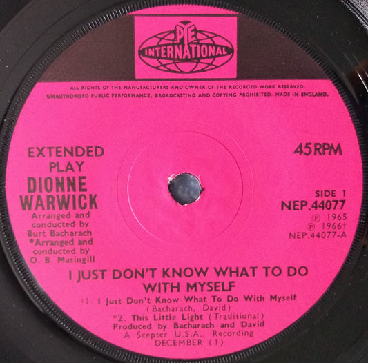 Dionne Warwick – I Just Don’t Know What To Do With Myself (Pye 1966) 7" EP VG/-