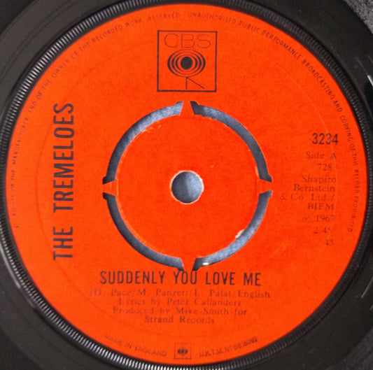 The Tremeloes - Suddenly You Love Me (CBS 1967) 7" vinyl single VG/-