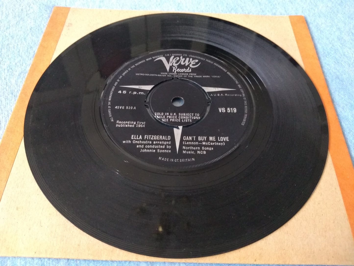 Ella Fitzgerald ‎– Can't Buy Me Love (Verve 1964) 7" vinyl single VG/- Beatles