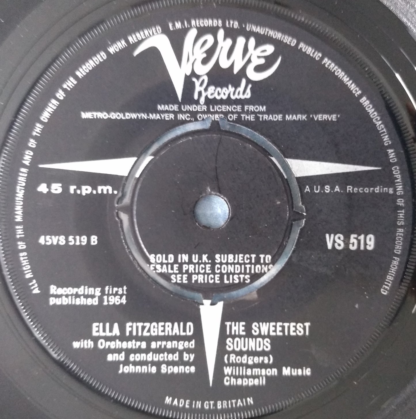 Ella Fitzgerald ‎– Can't Buy Me Love (Verve 1964) 7" vinyl single VG/- Beatles