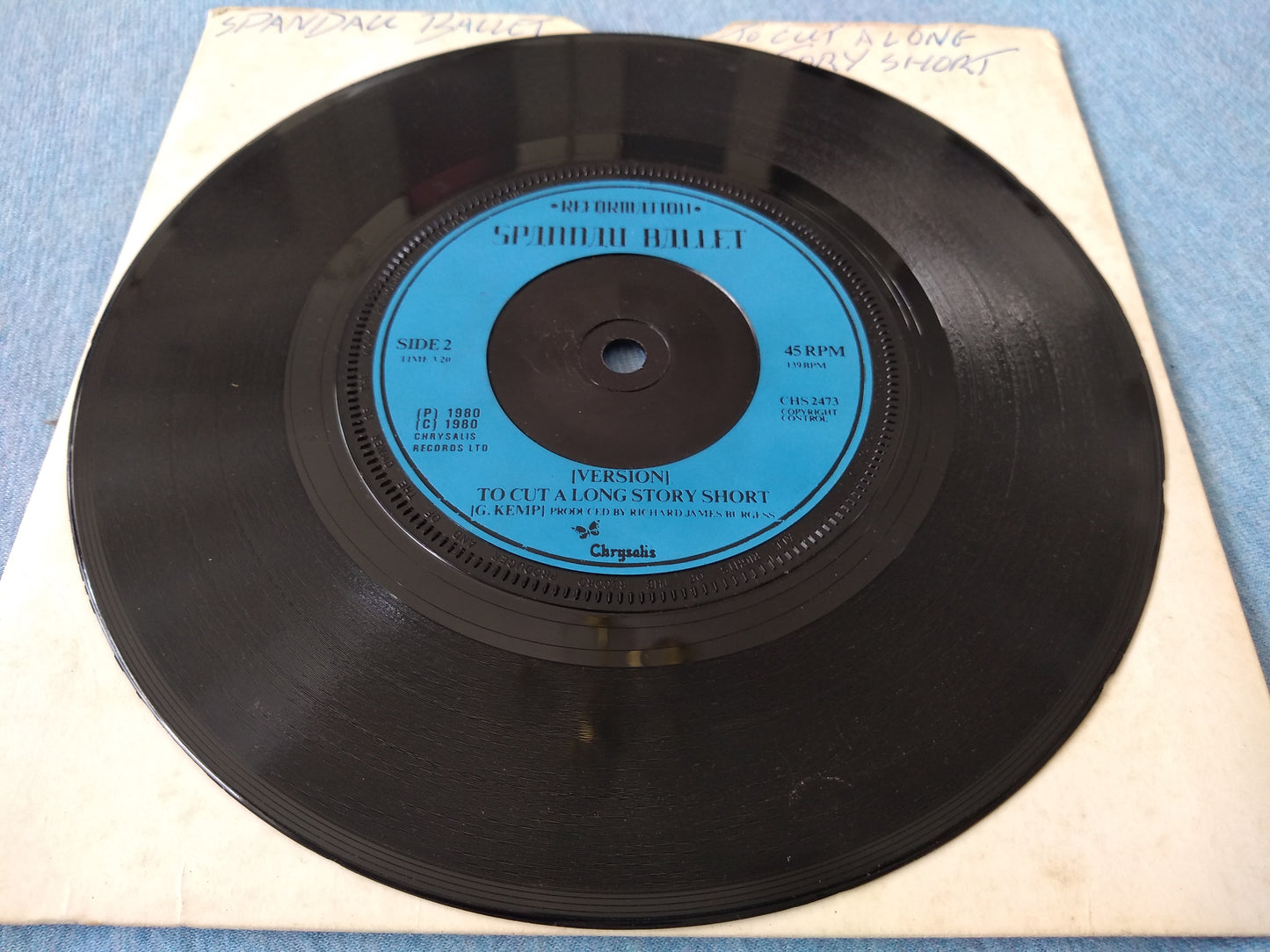 Spandau Ballet- To Cut a Long Story Short (Chrysalis 1980) 7” vinyl single VG/-