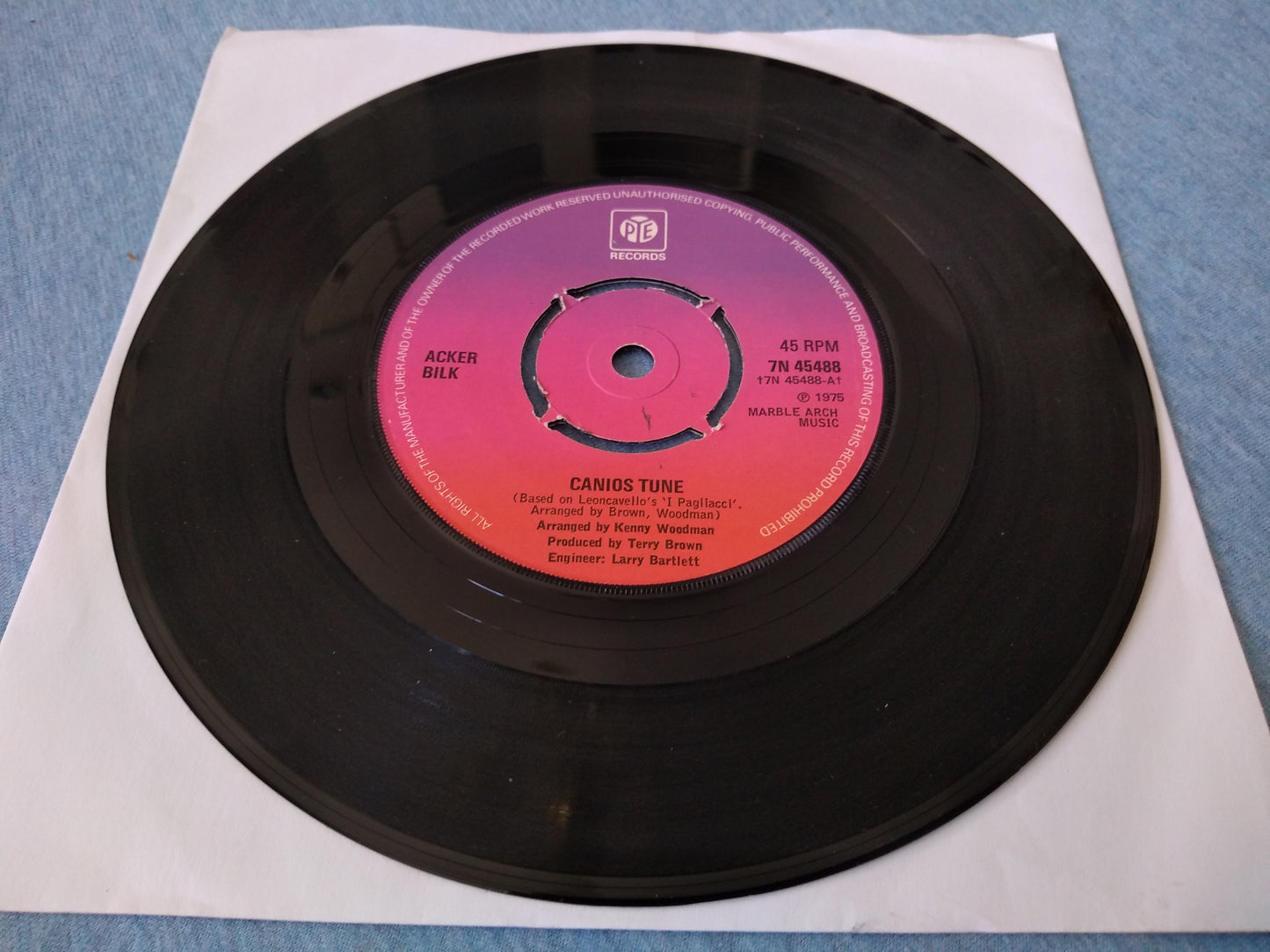 Acker Bilk - Canios Tune (Pye 1975) 7" vinyl single VG/-