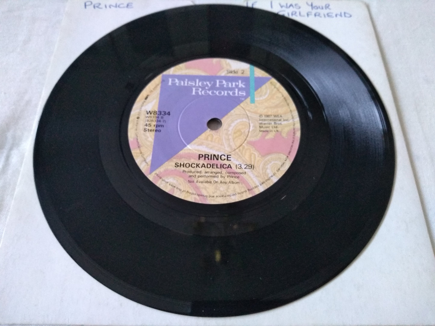 Prince - If I was Your Girlfriend (Paisley Park 1987) 7" vinyl single VG/-