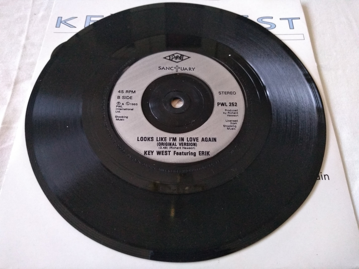 Key West - Looks Like I'm In Love Again (PWL 1993) 7’ vinyl single VG/VG