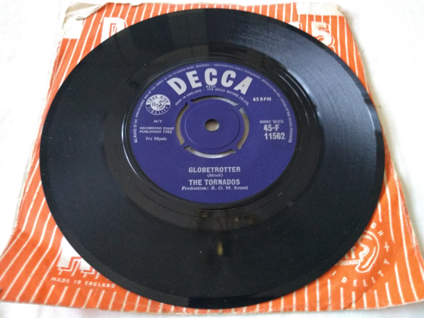 The Tornados ‎– Globetrotter (Decca 1962) 7" vinyl single VG/F