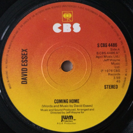 David Essex ‎– Coming Home (CBS 1976) 7" vinyl single VG/-