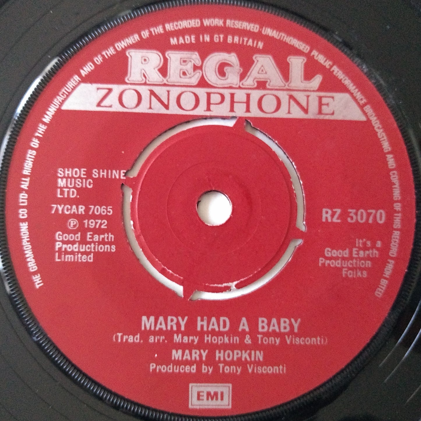 Mary Hopkin - Mary Had A Baby (Regal Zonophone 1972) 7" vinyl  single VG/-