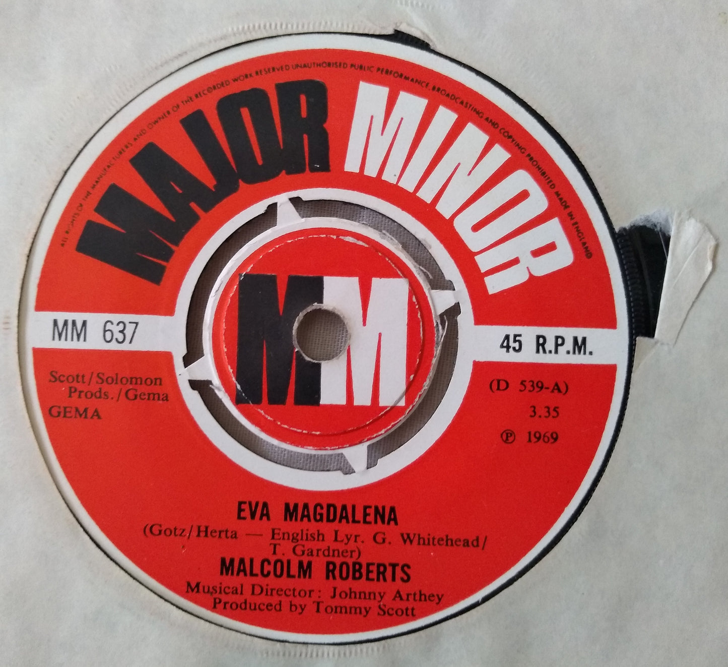 Malcolm Roberts – Eva Magdalena (Major Minor, 1969) 7" vinyl single VG/-