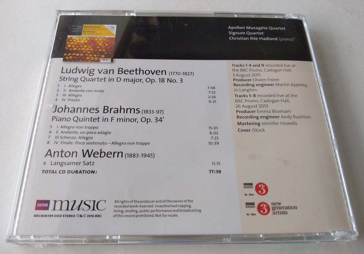 Beethoven - String Quartet, Op.18 No.3 CD album