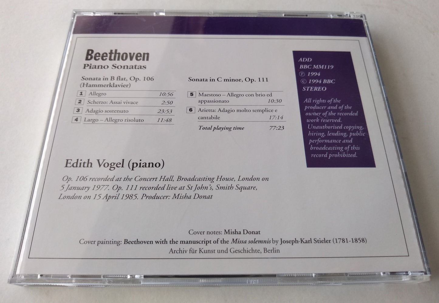 Beethoven - Piano Sonatas In B Flat, Op 106 CD album