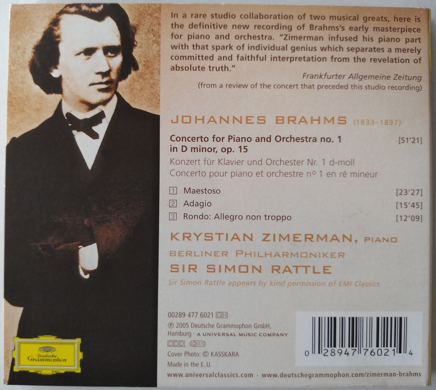 Johannes Brahms - Brahms: Piano Concerto No. 1 (2006) Ltd ed CD album digipak