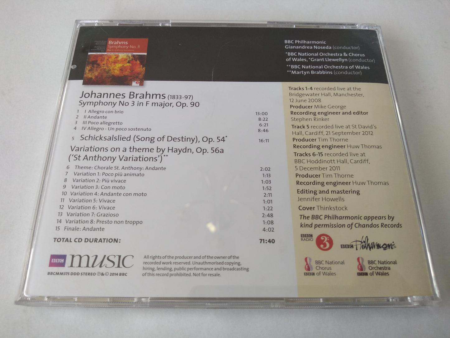 Brahms - Symphony No 3 CD album