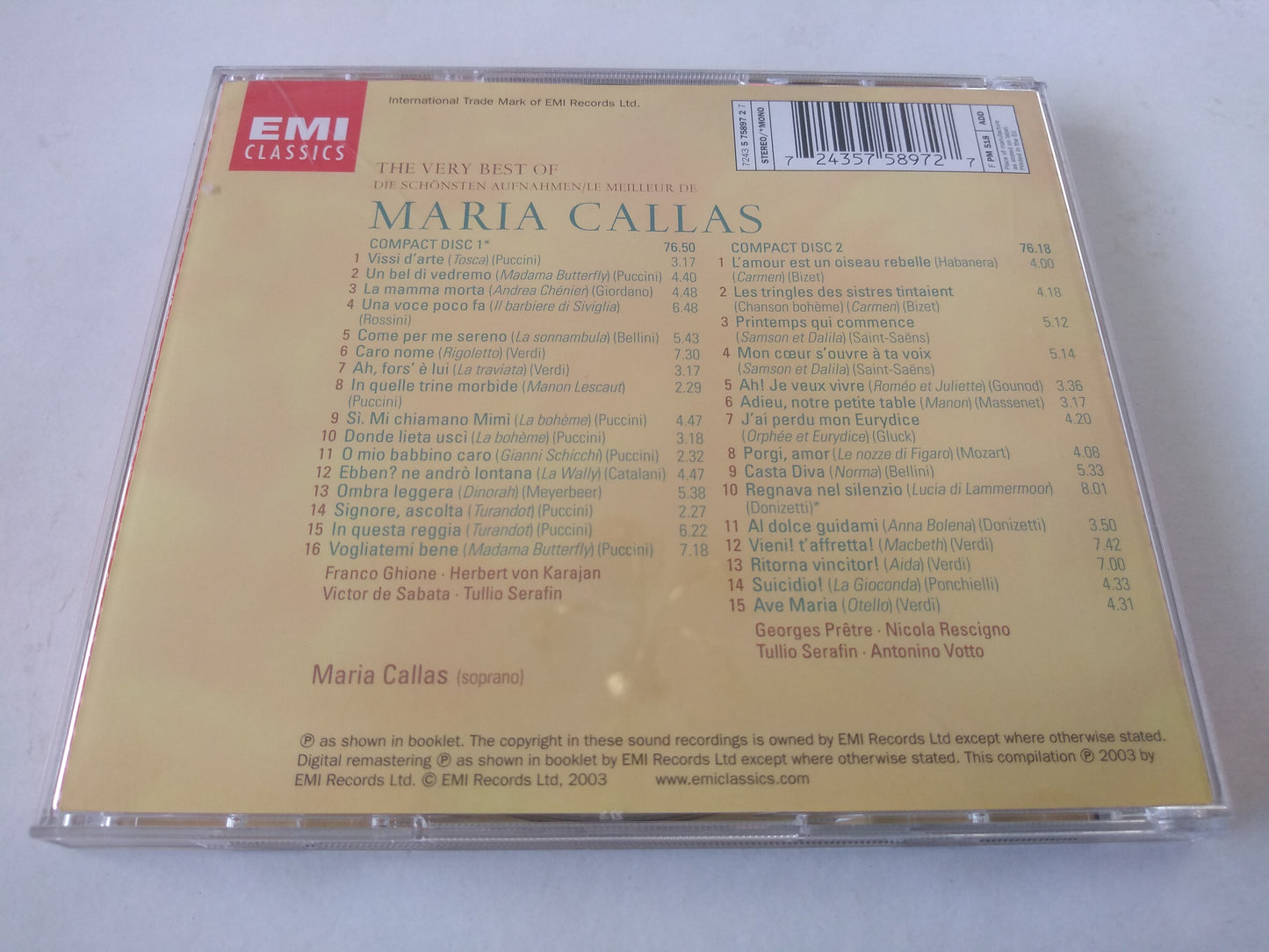 Maria Callas - The Very Best of Maria Callas (EMI 2003) 2xCD album