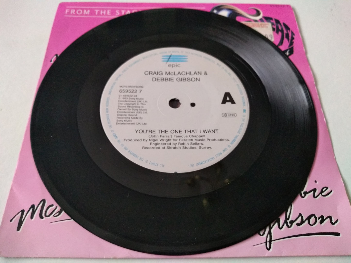 Craig Mclachlan & Debbie Gibson - You're The One That I Want 7" vinyl single VG