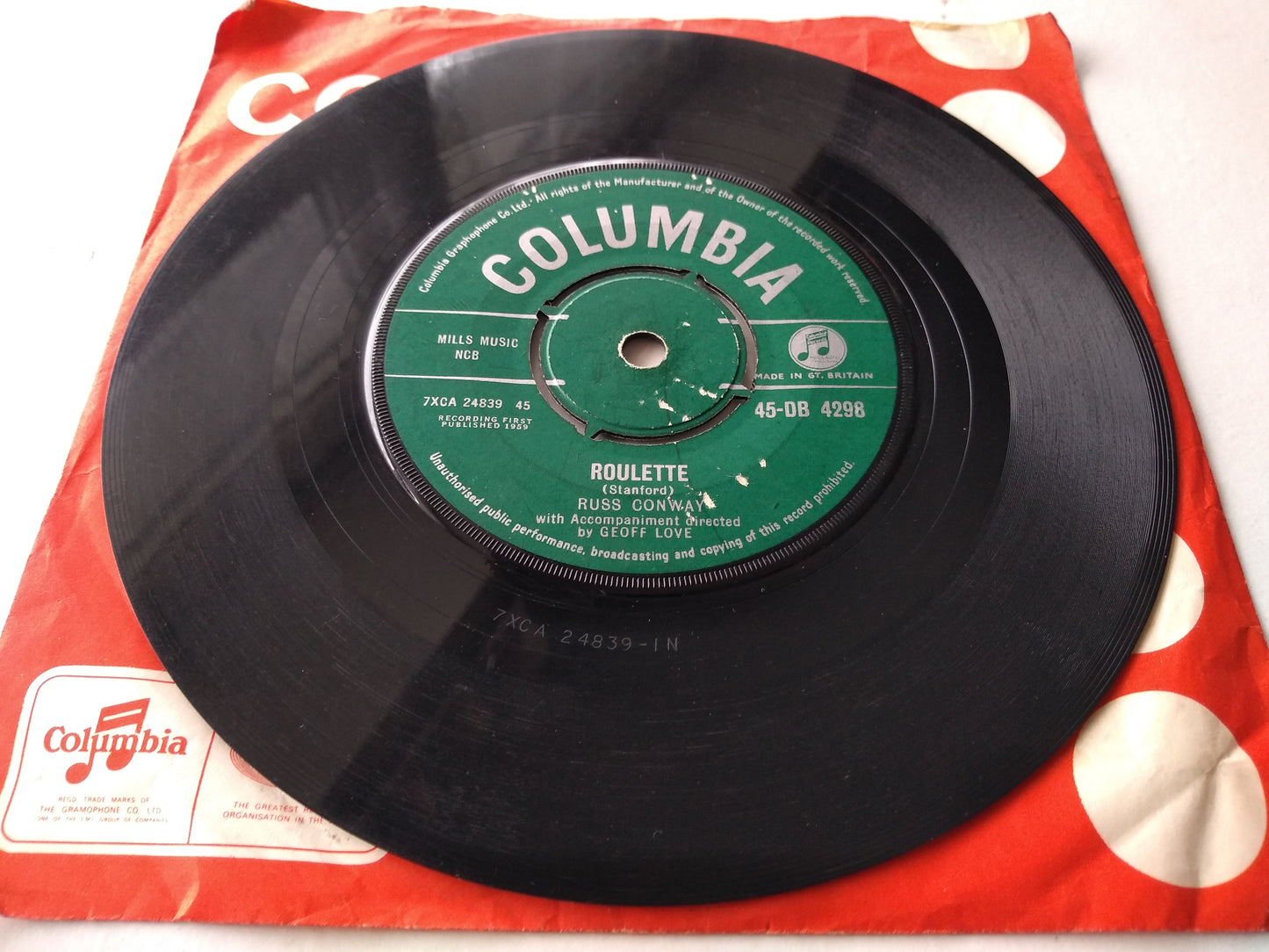 Russ Conway - Roulette (Columbia 1959) 7" vinyl single VG/-