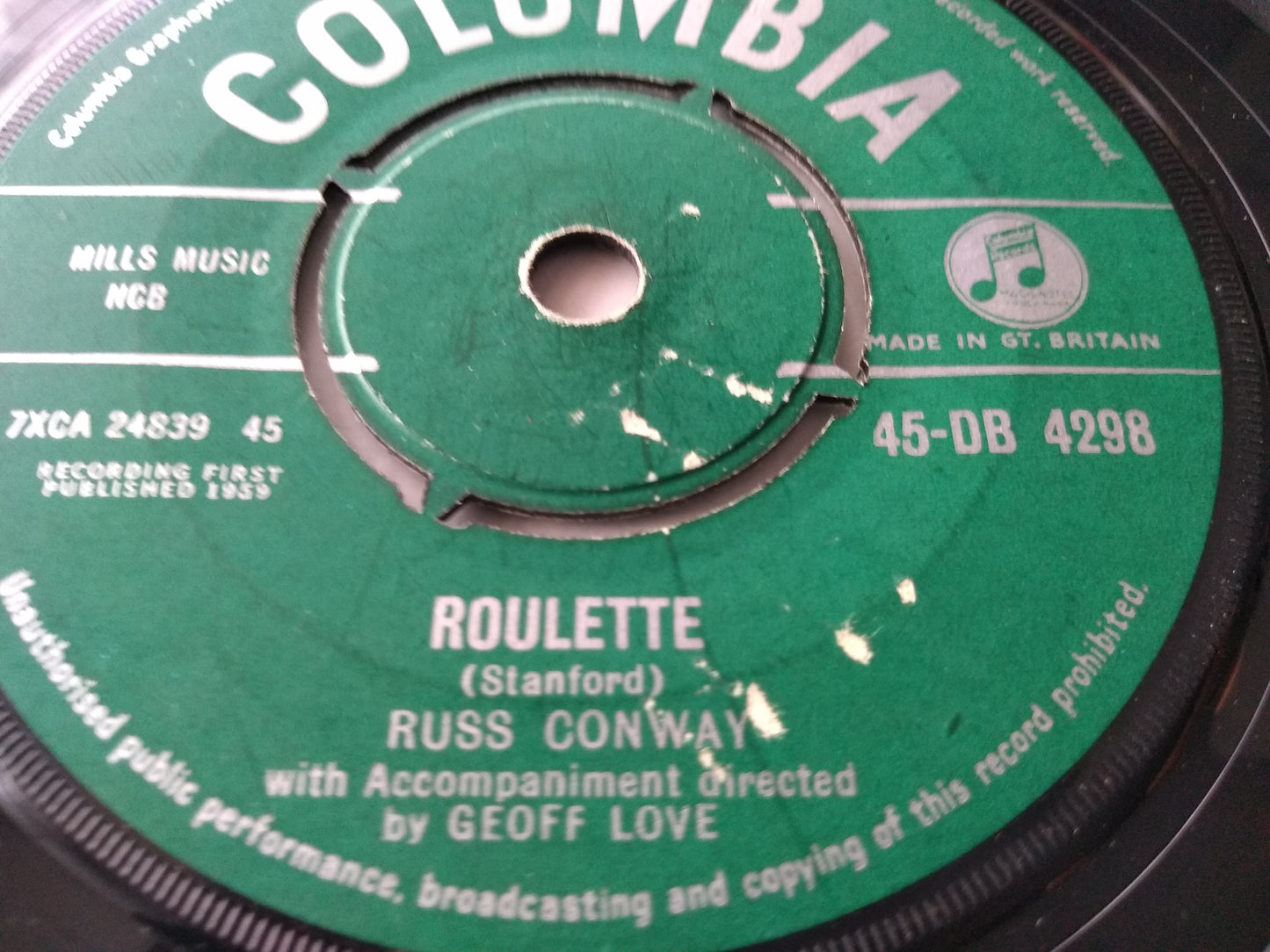 Russ Conway - Roulette (Columbia 1959) 7" vinyl single VG/-