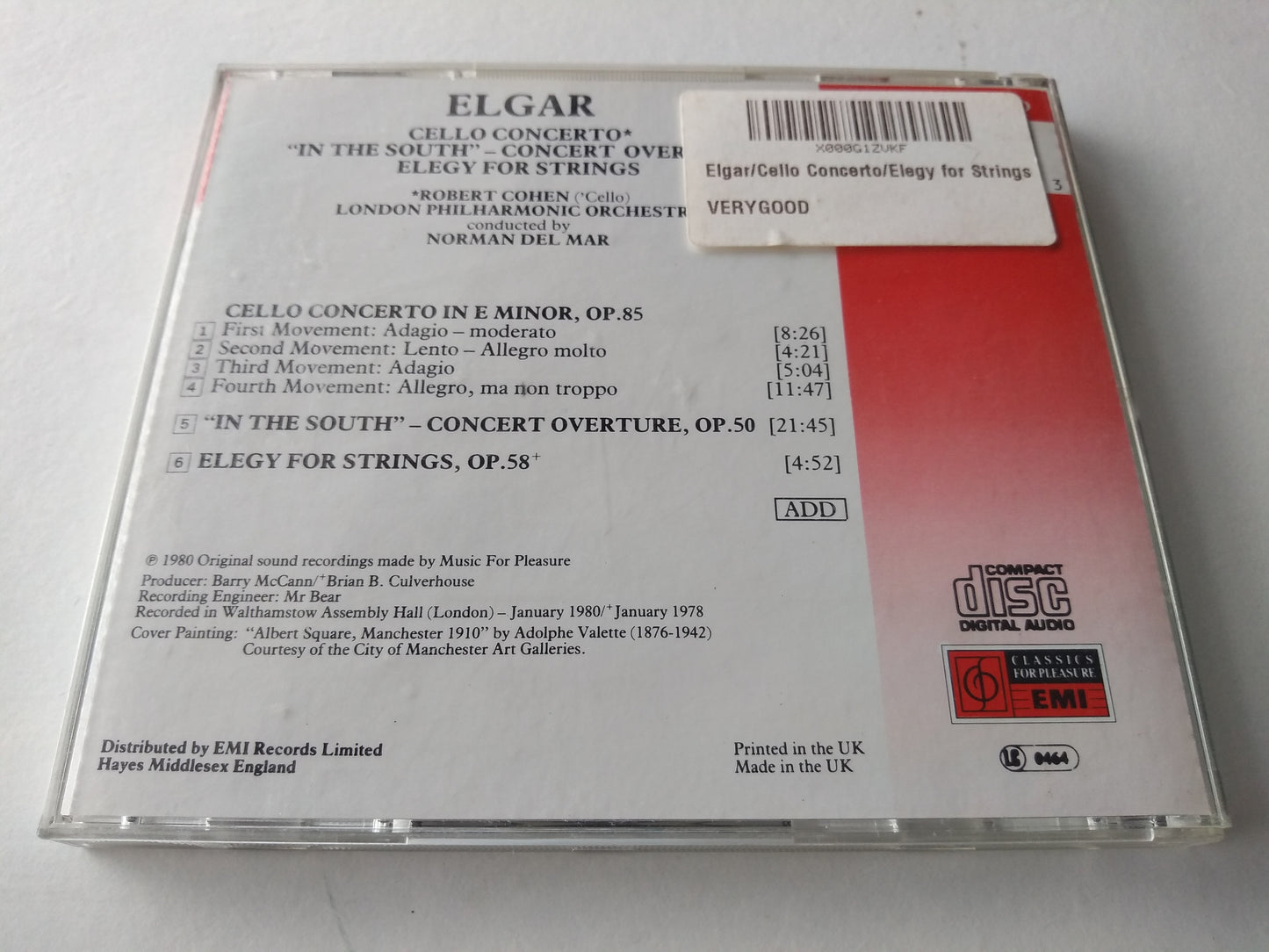 Edward Elgar, Cohen - Cello Concerto CD album